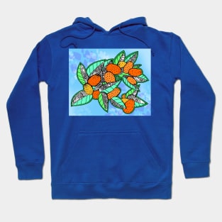 Juicy Ripe California Kumquats on Blue Sky Hoodie